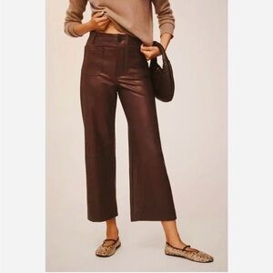 Maeve Wide Leg Colette Faux Leather Crop Pants by Anthropologie